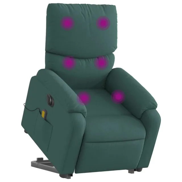Fauteuil inclinable de massage électrique Vert foncé Tissu