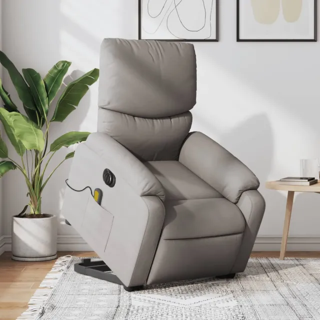 Fauteuil inclinable de massage électrique Taupe Tissu