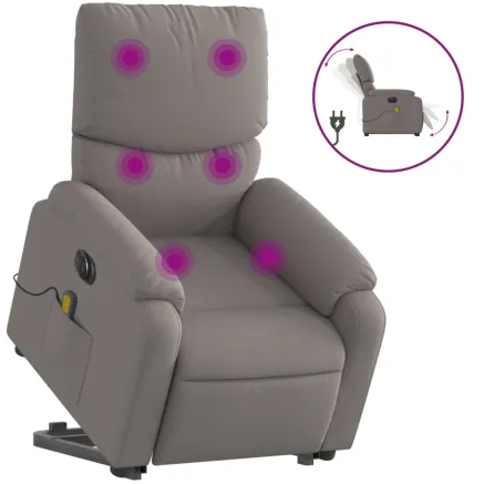 Fauteuil inclinable de massage électrique Taupe Tissu 2