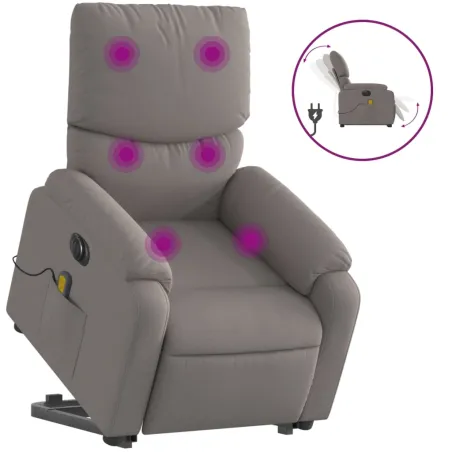 Fauteuil inclinable de massage électrique Taupe Tissu