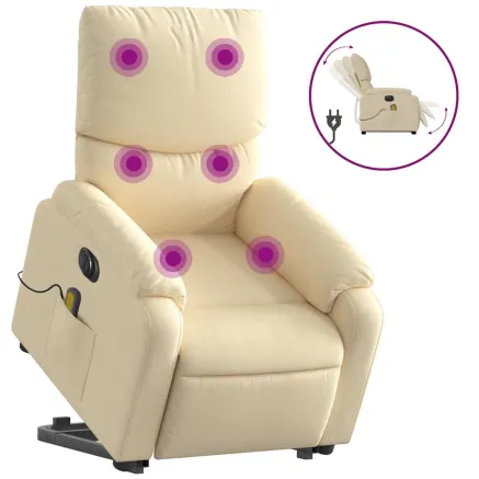 Fauteuil inclinable de massage électrique Crème Tissu 2