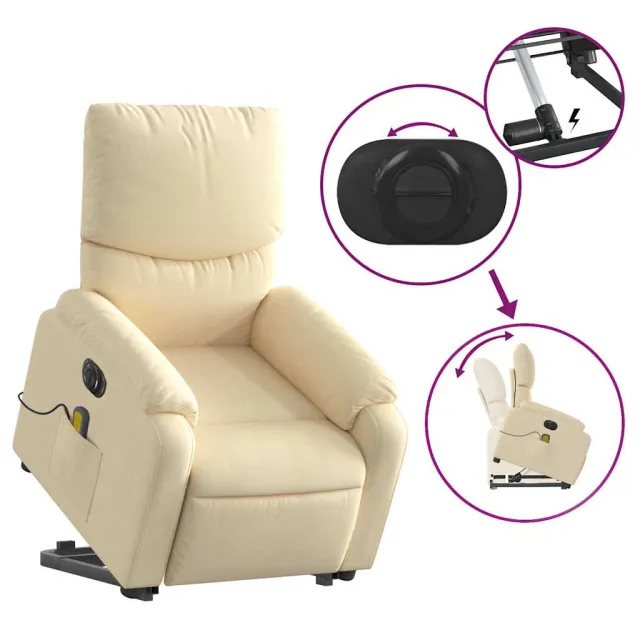 Fauteuil inclinable de massage électrique Crème Tissu