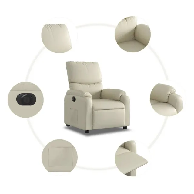 Fauteuil inclinable électrique Crème Similicuir