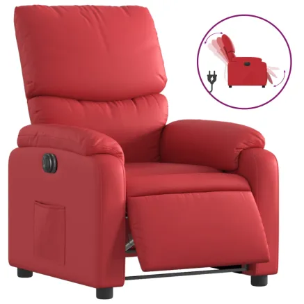 Fauteuil inclinable électrique Rouge Similicuir 2