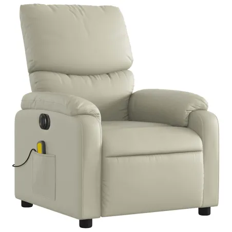 Fauteuil de massage inclinable électrique crème similicuir