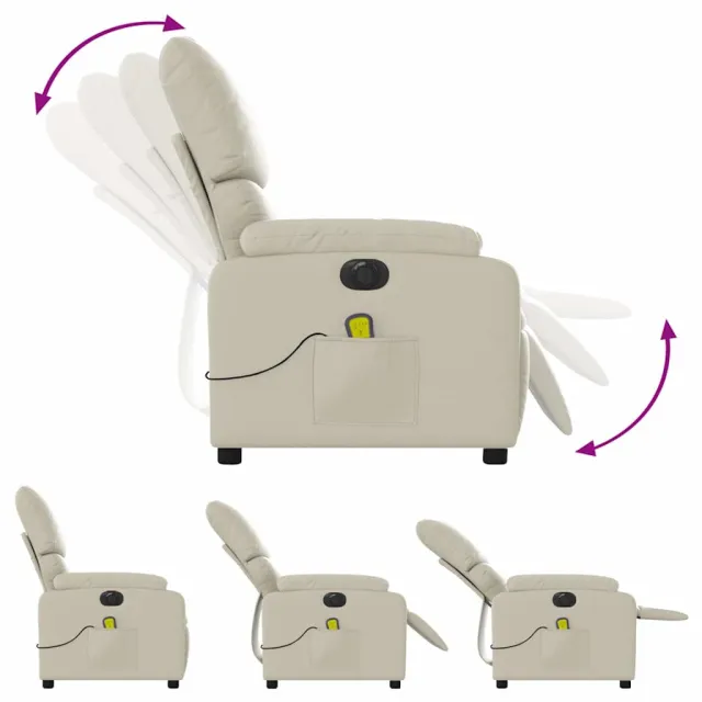 Fauteuil de massage inclinable électrique crème similicuir