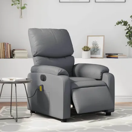 Fauteuil de massage inclinable électrique gris similicuir