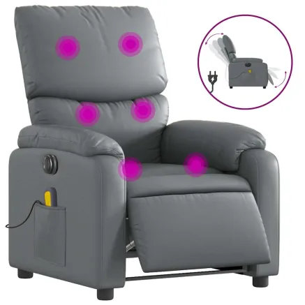 Fauteuil de massage inclinable électrique gris similicuir 2