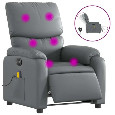 Fauteuil de massage inclinable électrique gris similicuir