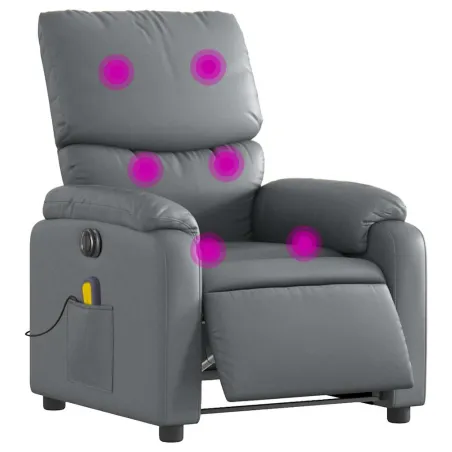 Fauteuil de massage inclinable électrique gris similicuir