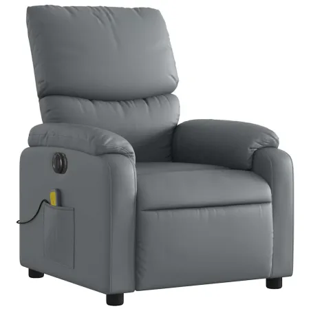 Fauteuil de massage inclinable électrique gris similicuir