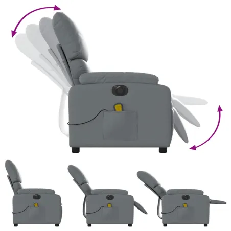 Fauteuil de massage inclinable électrique gris similicuir