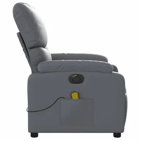 Fauteuil de massage inclinable électrique gris similicuir