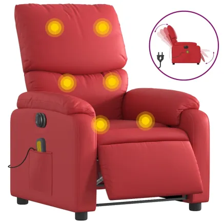 Fauteuil de massage inclinable électrique rouge similicuir 2