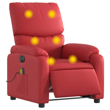Fauteuil de massage inclinable électrique rouge similicuir