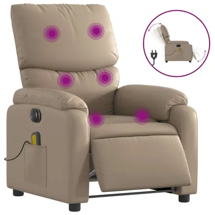 Fauteuil de massage inclinable électrique cappuccino similicuir 2