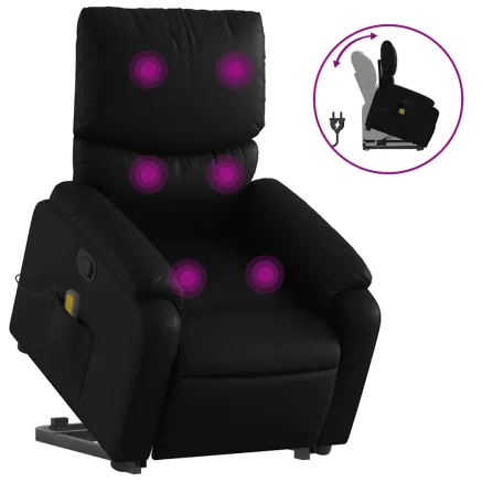 Fauteuil inclinable de massage Noir Similicuir 2