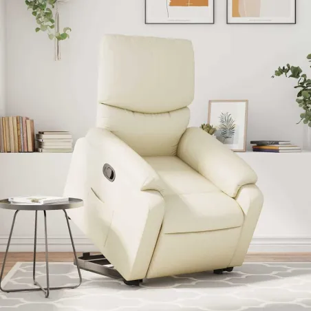 Fauteuil inclinable de massage Crème Similicuir