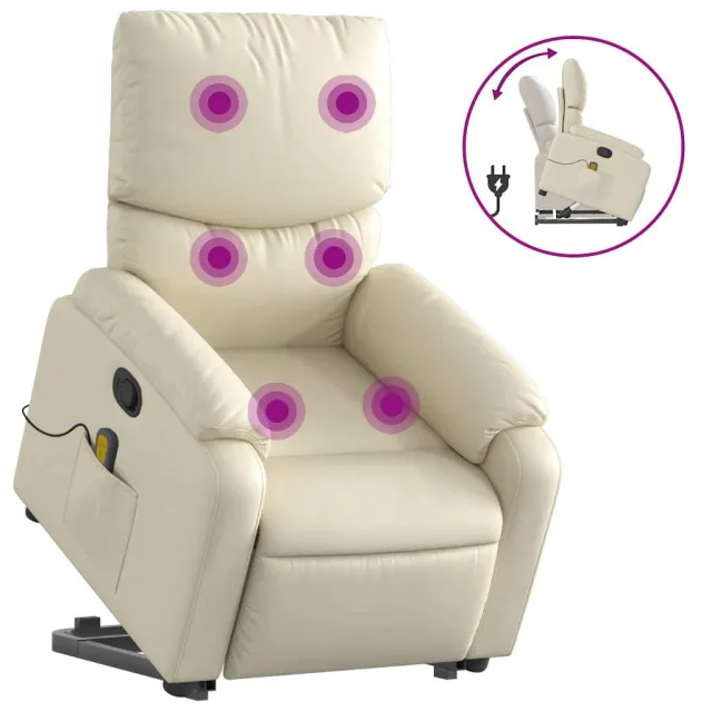 Fauteuil inclinable de massage Crème Similicuir