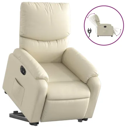 Fauteuil inclinable électrique crème similicuir 2