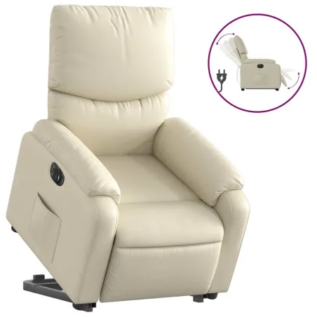 Fauteuil inclinable électrique crème similicuir