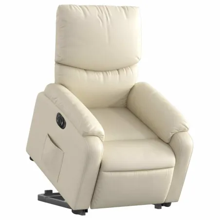 Fauteuil inclinable électrique crème similicuir