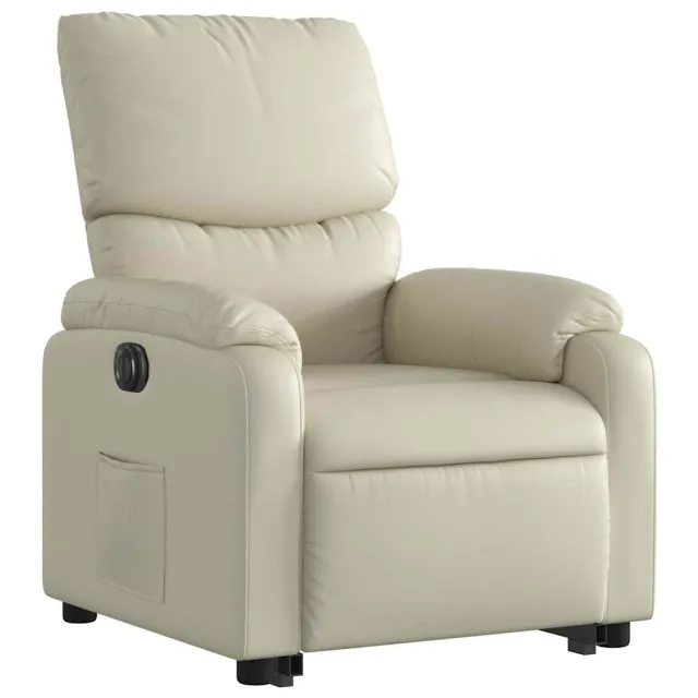 Fauteuil inclinable électrique crème similicuir