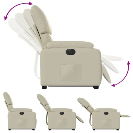 Fauteuil inclinable électrique crème similicuir