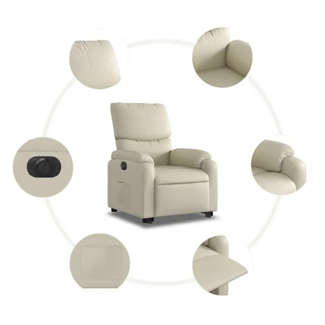 Fauteuil inclinable électrique crème similicuir