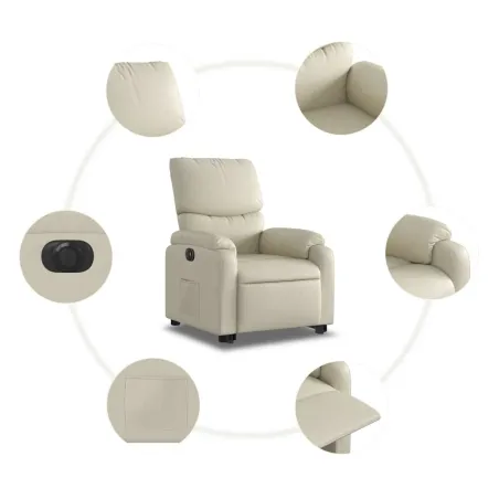 Fauteuil inclinable électrique crème similicuir