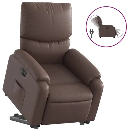 Fauteuil inclinable électrique marron similicuir 2