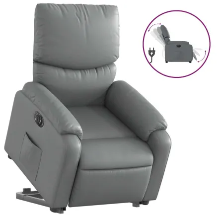 Fauteuil inclinable électrique gris similicuir 2