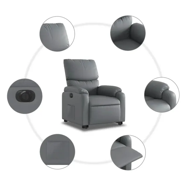 Fauteuil inclinable électrique gris similicuir