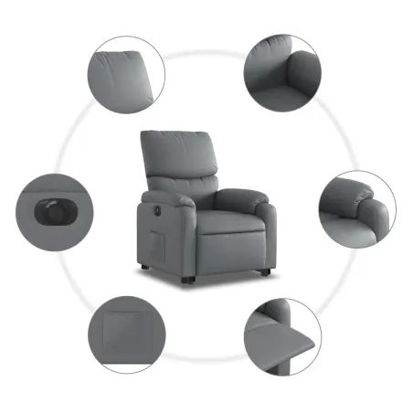 Fauteuil inclinable électrique gris similicuir