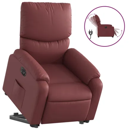 Fauteuil inclinable électrique rouge bordeaux similicuir 2