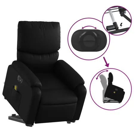 Fauteuil inclinable de massage électrique noir similicuir