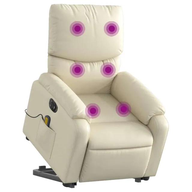 Fauteuil inclinable de massage électrique crème similicuir