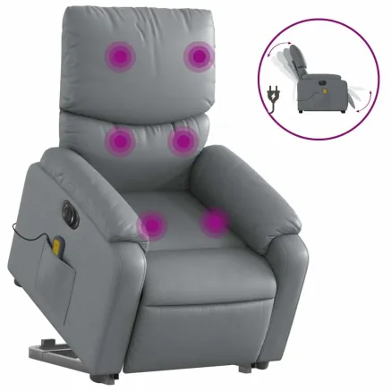 Fauteuil inclinable de massage électrique gris similicuir 2