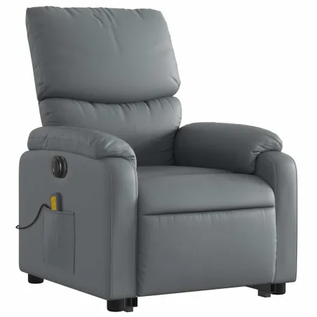 Fauteuil inclinable de massage électrique gris similicuir