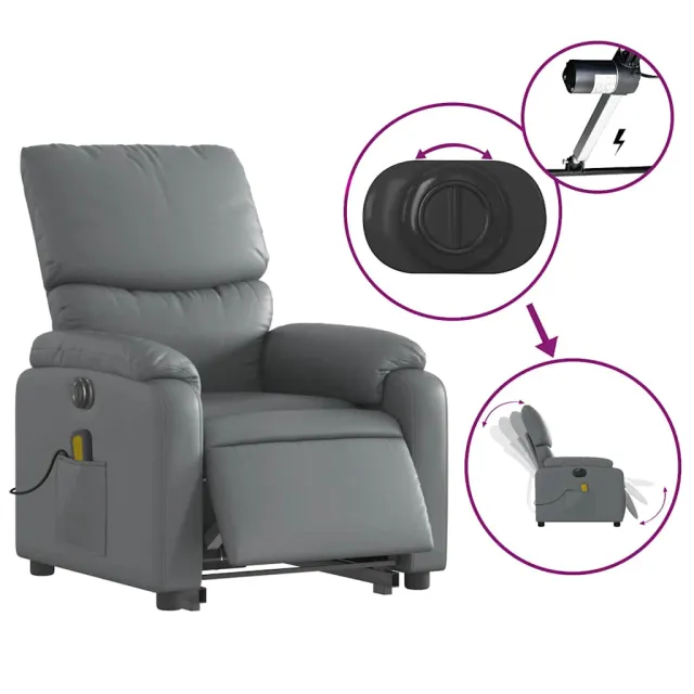 Fauteuil inclinable de massage électrique gris similicuir