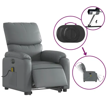 Fauteuil inclinable de massage électrique gris similicuir