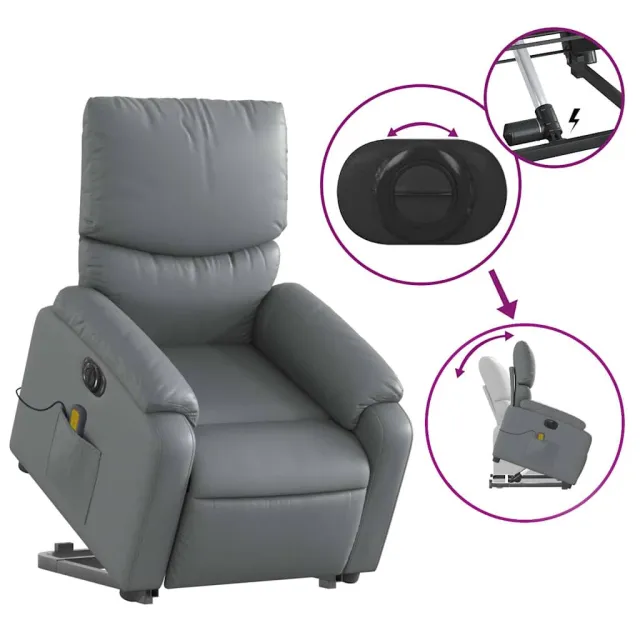 Fauteuil inclinable de massage électrique gris similicuir