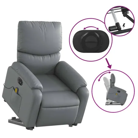 Fauteuil inclinable de massage électrique gris similicuir