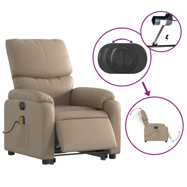 Fauteuil inclinable de massage électrique cappuccino similicuir