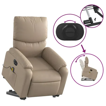 Fauteuil inclinable de massage électrique cappuccino similicuir