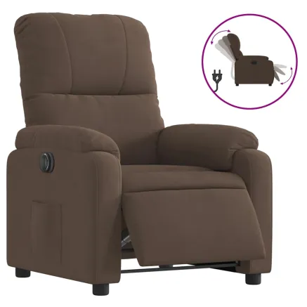 Fauteuil inclinable électrique marron tissu microfibre 2