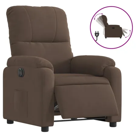Fauteuil inclinable électrique marron tissu microfibre