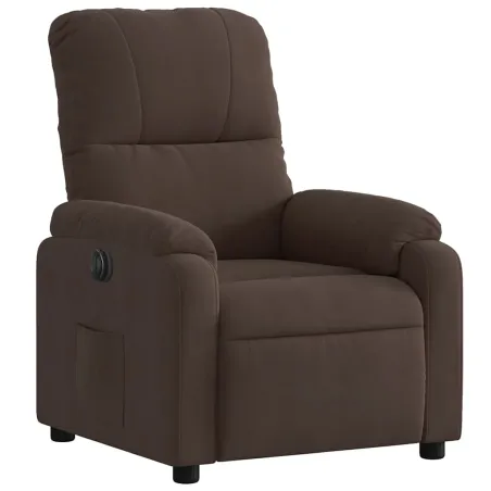Fauteuil inclinable électrique marron tissu microfibre