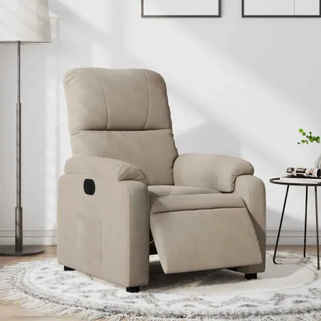 Fauteuil inclinable électrique taupe tissu microfibre