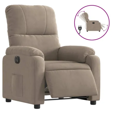 Fauteuil inclinable électrique taupe tissu microfibre 2